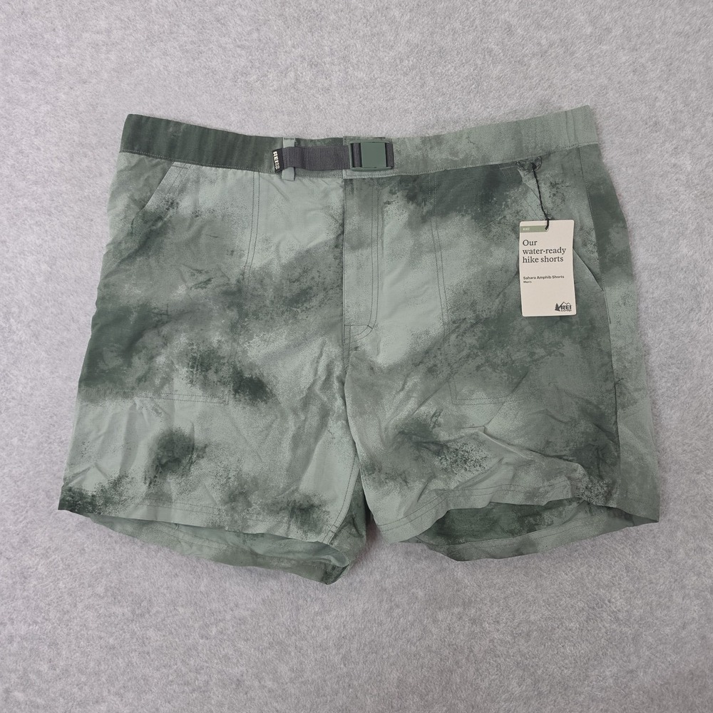 REI Co-op Sahara Amphib Hiking Shorts Mens XL Sea Olive Green Water Repel 6in